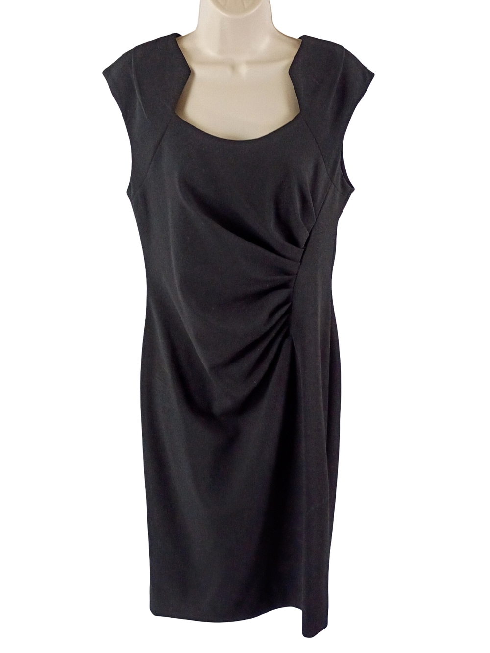 Calvin Klein Black Cap-Sleeve Midi Sheath Dress